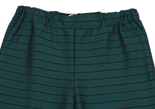 イッセイミヤケISSEY MIYAKE ボーダー織りカッティングデザインパンツ 深緑1 K-160497_002