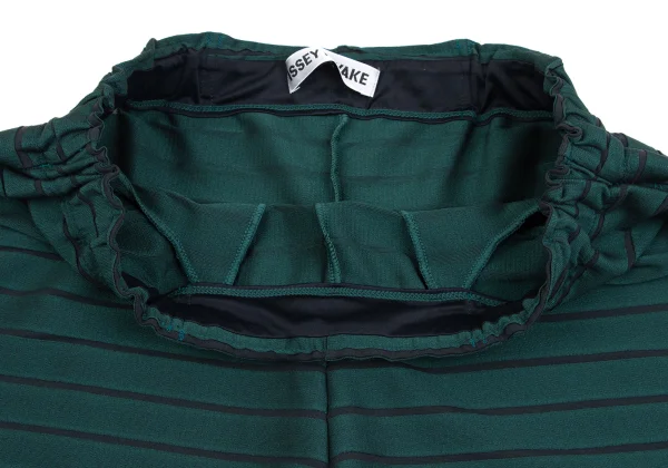 イッセイミヤケISSEY MIYAKE ボーダー織りカッティングデザインパンツ 深緑1 K-160497_004