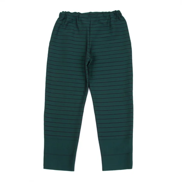 イッセイミヤケISSEY MIYAKE ボーダー織りカッティングデザインパンツ 深緑1 K-160497_007