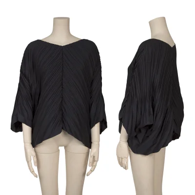 ISSEY MIYAKE Pleats Switching Dolman Sleeve Blouse