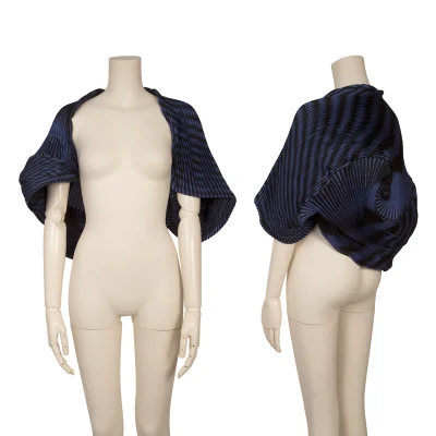 Unbranded 3D Steam Stretch Pleats Striped Bolero