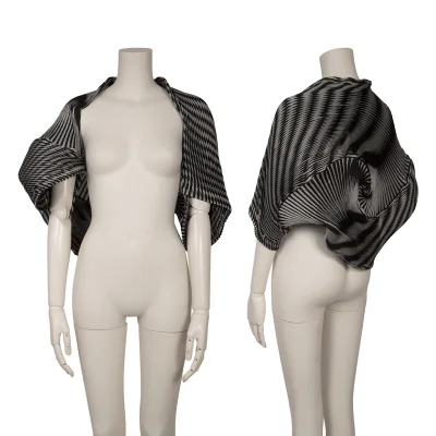 Unbranded 3D Steam Stretch Pleats Striped Bolero