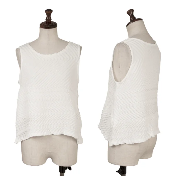 ISSEY MIYAKE Zigzag Embossed Pleated Tank Top White 2 K-160511_001