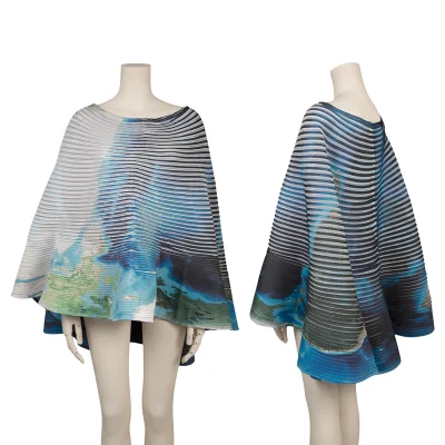 Unbranded Pleated Earth Print Poncho