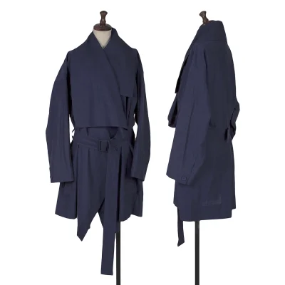ISSEY MIYAKE Linen Blend Collar Fold Belted Jacket