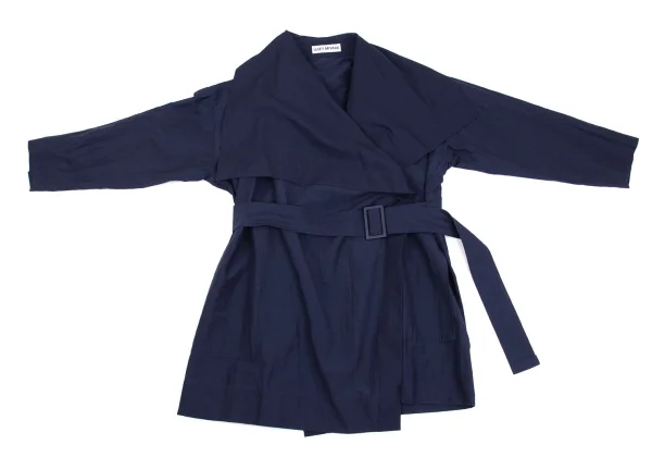 ISSEY MIYAKE Linen Blend Collar Fold Belted Jacket K-160519_002