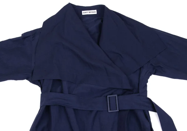 ISSEY MIYAKE Linen Blend Collar Fold Belted Jacket K-160519_003