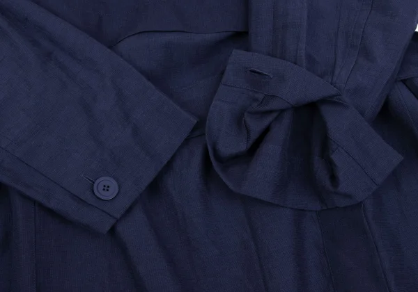 ISSEY MIYAKE Linen Blend Collar Fold Belted Jacket K-160519_006