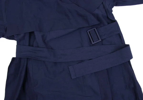 ISSEY MIYAKE Linen Blend Collar Fold Belted Jacket K-160519_009