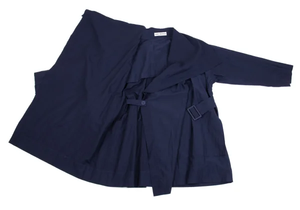 ISSEY MIYAKE Linen Blend Collar Fold Belted Jacket K-160519_010