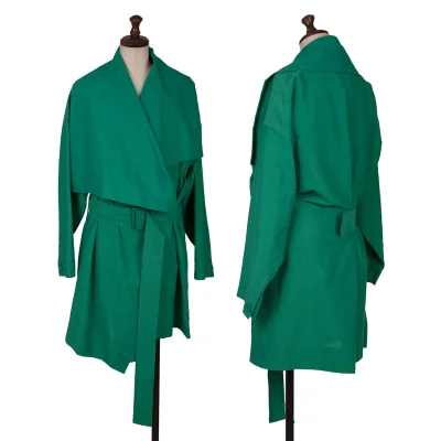 ISSEY MIYAKE Linen Blend Big Lapel Belted Jacket