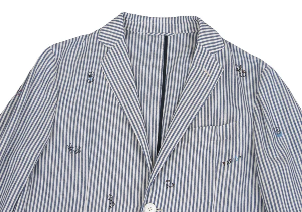 Papas+ Cotton Linen Striped Animal Embroidery Jacket K-160528_002