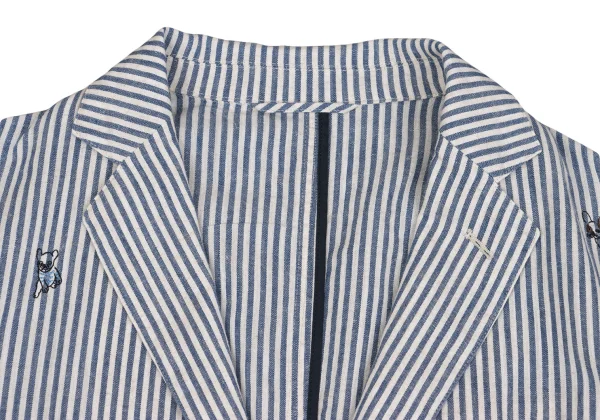 Papas+ Cotton Linen Striped Animal Embroidery Jacket K-160528_003