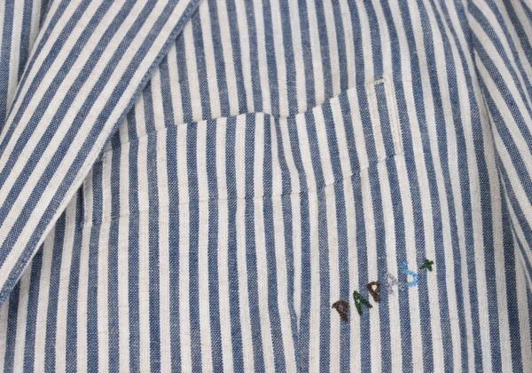Papas+ Cotton Linen Striped Animal Embroidery Jacket K-160528_005