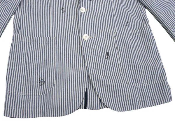 Papas+ Cotton Linen Striped Animal Embroidery Jacket K-160528_008