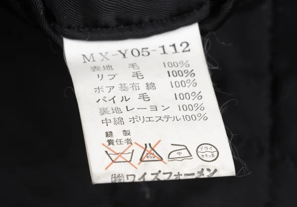 Y's for men Boa Detachable Wool Gaba Zip Blouson K-160566_016