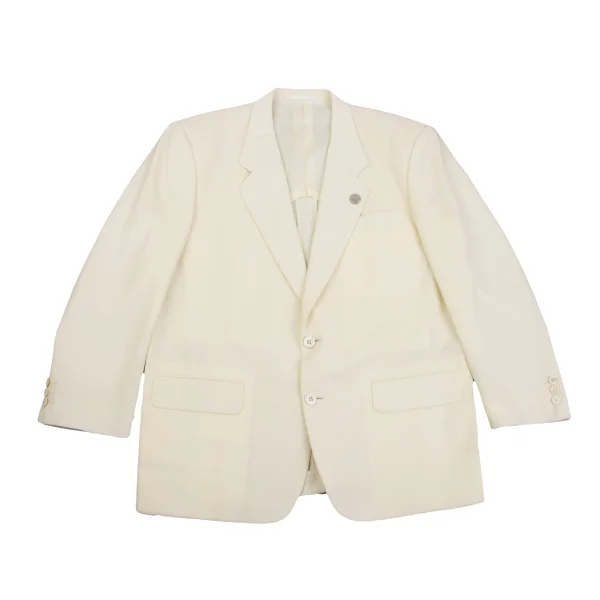 COMME des GARCONS HOMME Logo Lapel-button Design Wool Jacket Ivory M K-160583_001