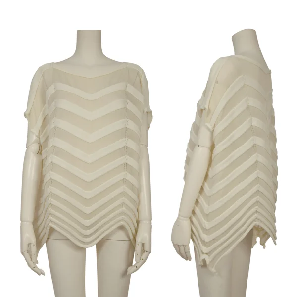 ISSEY MIYAKE ベージュ ノースリーブプリーツチュニック タンクトップ イッセイミヤケISSEY MIYAKE 横プリーツ変形ノースリーブ