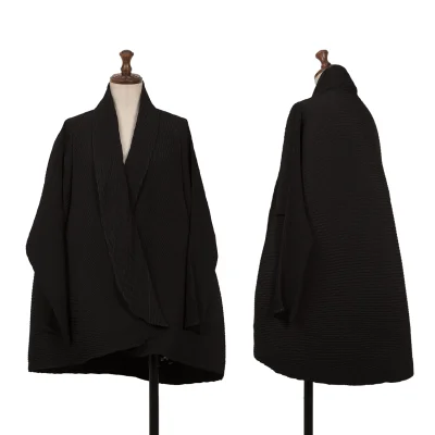 ISSEY MIYAKE Horizontal Pleated Shawl Collar Jacket