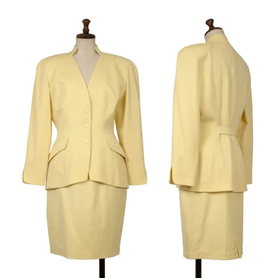 Thierry Mugler Switching Wool Snap Buttons Jacket & Skirt