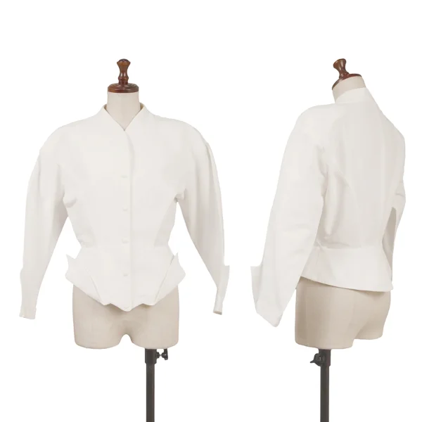 Thierry Mugler Cotton Switching Design Snap Button Jacket White 9AR K-160653_001
