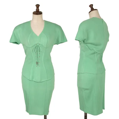 Thierry Mugler Lace-up Design Knit Top & Skirt