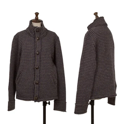 roberto collina Houndstooth Stand Collar Knit Jacket