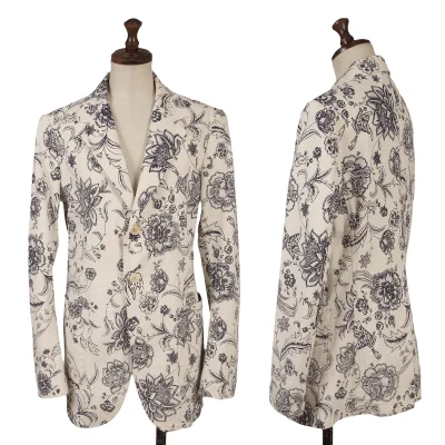 Y's Cotton Linen Floral Sketch Print Jacket