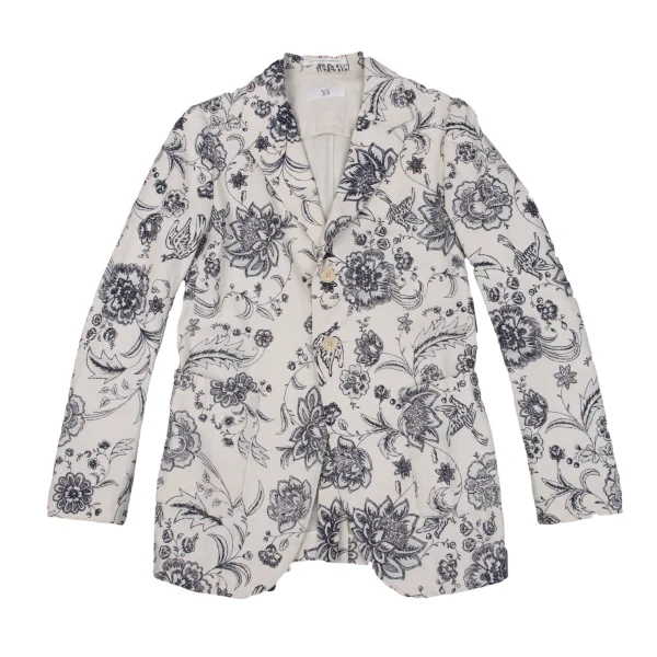 Y's Cotton Linen Floral Sketch Print Jacket K-160726_002