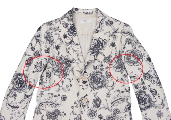 Y's Cotton Linen Floral Sketch Print Jacket K-160726_003