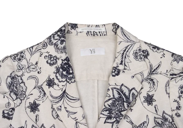 Y's Cotton Linen Floral Sketch Print Jacket K-160726_006