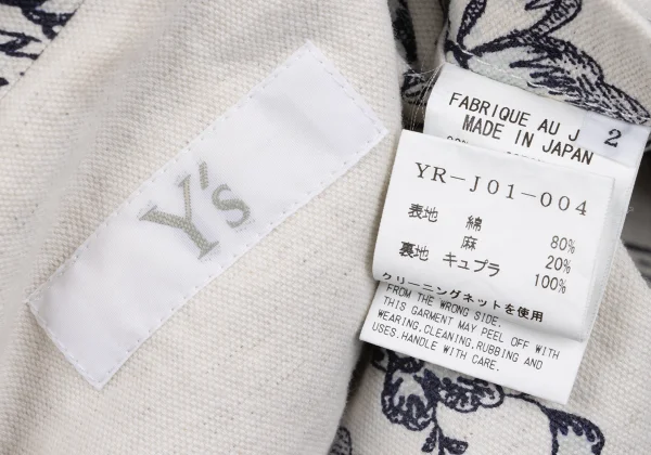 Y's Cotton Linen Floral Sketch Print Jacket K-160726_020