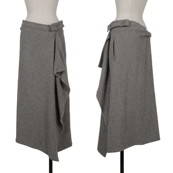 Y's Wool Silk Tweed Skirt Grey 3 K-160728_001