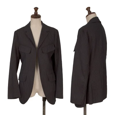 Y's Wrinkled Glitter Stripe Buttonless Jacket