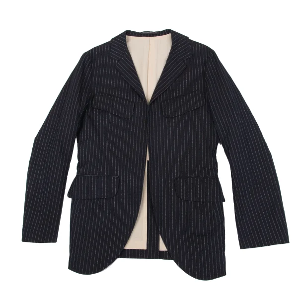Y's Wrinkled Glitter Stripe Buttonless Jacket K-160733_002
