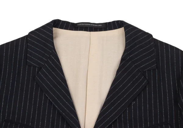 Y's Wrinkled Glitter Stripe Buttonless Jacket K-160733_004