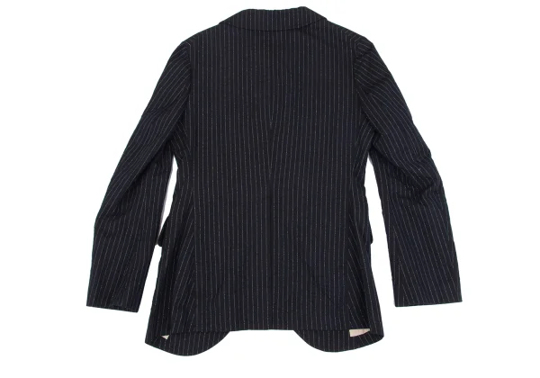 Y's Wrinkled Glitter Stripe Buttonless Jacket K-160733_012