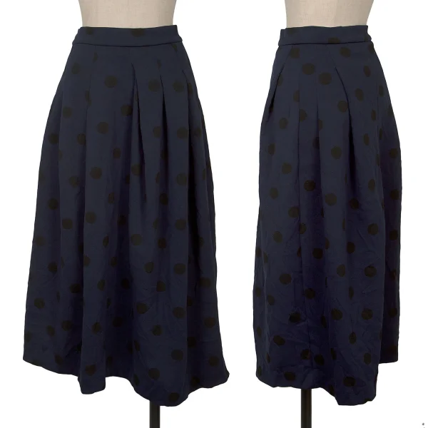 Y's Dot Wrinkled Tuck Skirt Navy 2 K-160736_001
