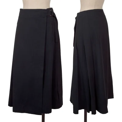 Y's Cotton Rayon Side Pleats Wrap Skirt