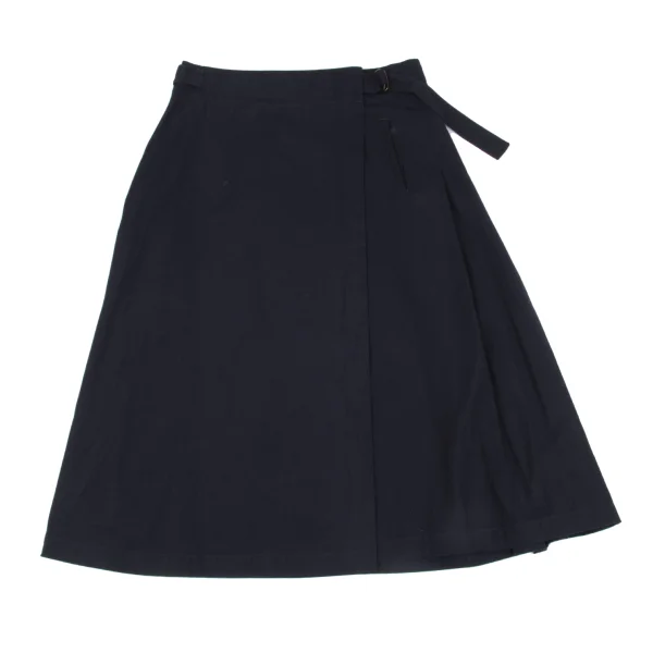 Y's Cotton Rayon Side Pleats Wrap Skirt K-160738_002
