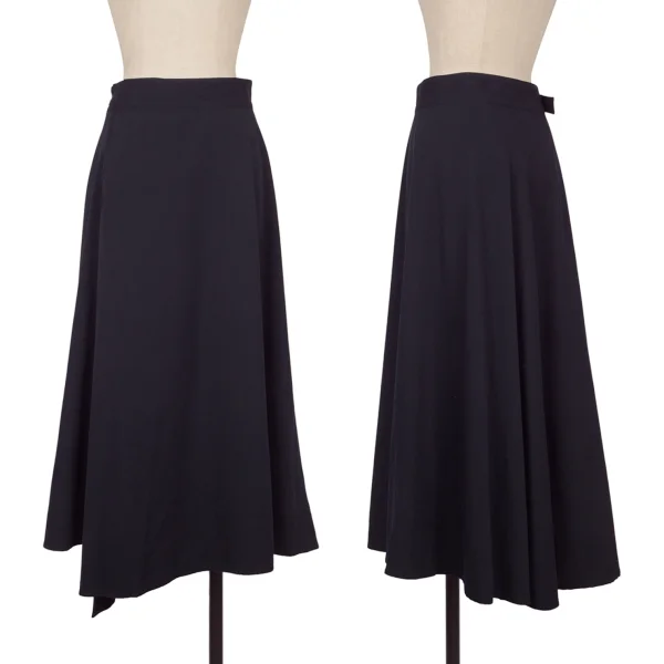 Y's Wool Rayon Flared Skirt Navy 1 K-160741_001