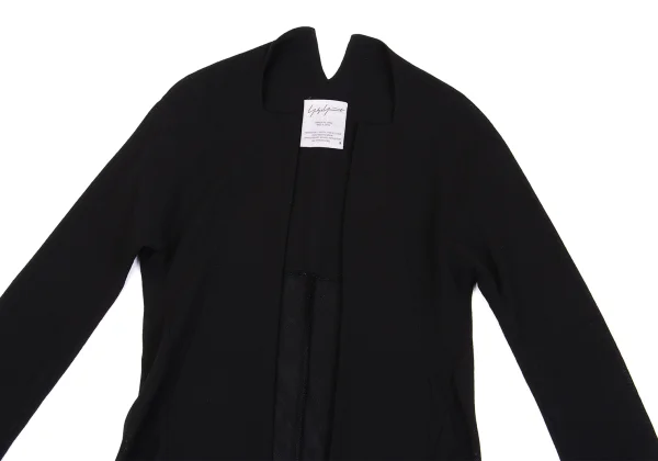 Yohji Yamamoto FEMME Sheer Wool Buttonless Long Jacket K-160744_003