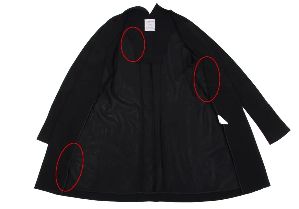 Yohji Yamamoto FEMME Sheer Wool Buttonless Long Jacket K-160744_010