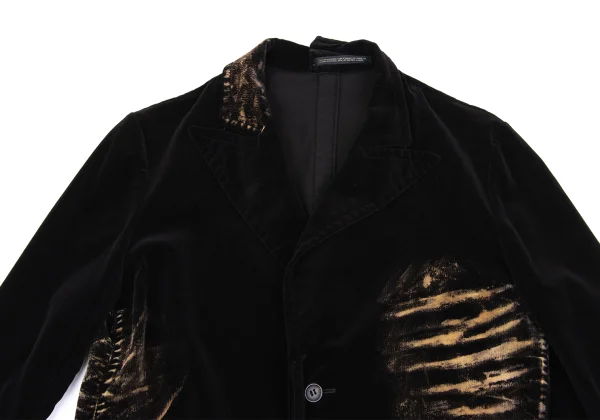 ohji Yamamoto NOIR Bleached Velvet Peak Lapel Jacket K-160748_003