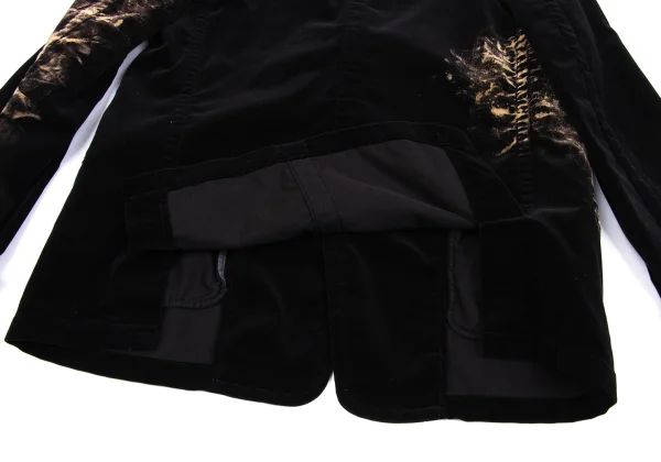 ohji Yamamoto NOIR Bleached Velvet Peak Lapel Jacket K-160748_013