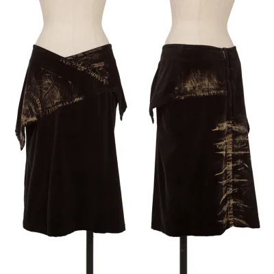 Yohji Yamamoto NOIR Bleached Velvet Asymmetry Skirt