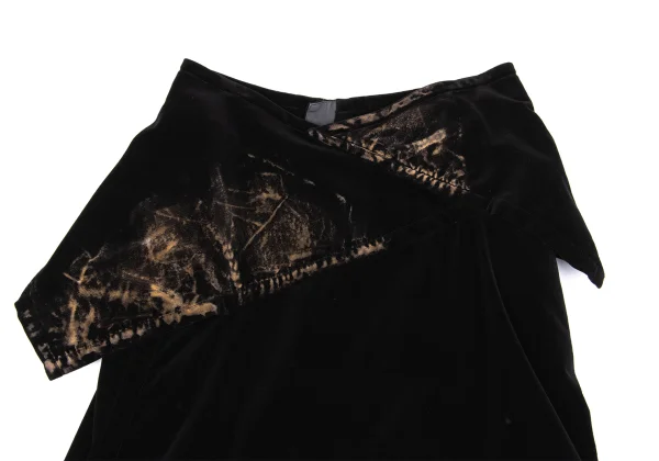 Yohji Yamamoto NOIR Bleached Velvet Asymmetry Skirt K-160749_003