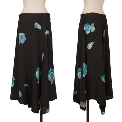 Yohji Yamamoto NOIR Rayon Floral Printed Skirt