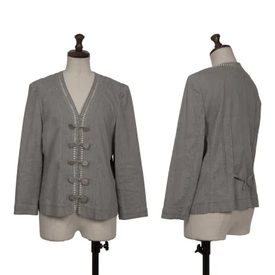 Mademoiselle NON NON Cotton Linen Metal Button Jacket