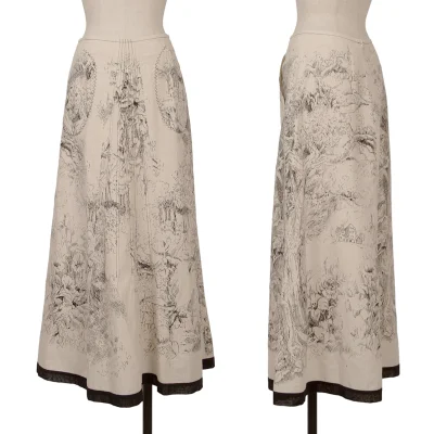 t.b SENSOUNICO Cotton Linen Forest Printed Skirt